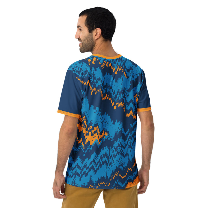 Premium Men's Jersey - Blue-Orange Pixel