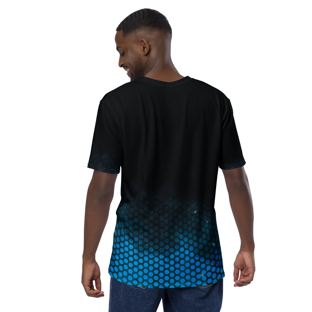 Premium Men's Jersey - Black-Blue Hexagon