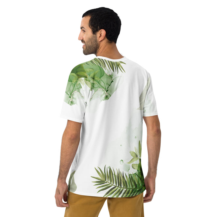 Premium Men's Jersey - White-Green Leaves