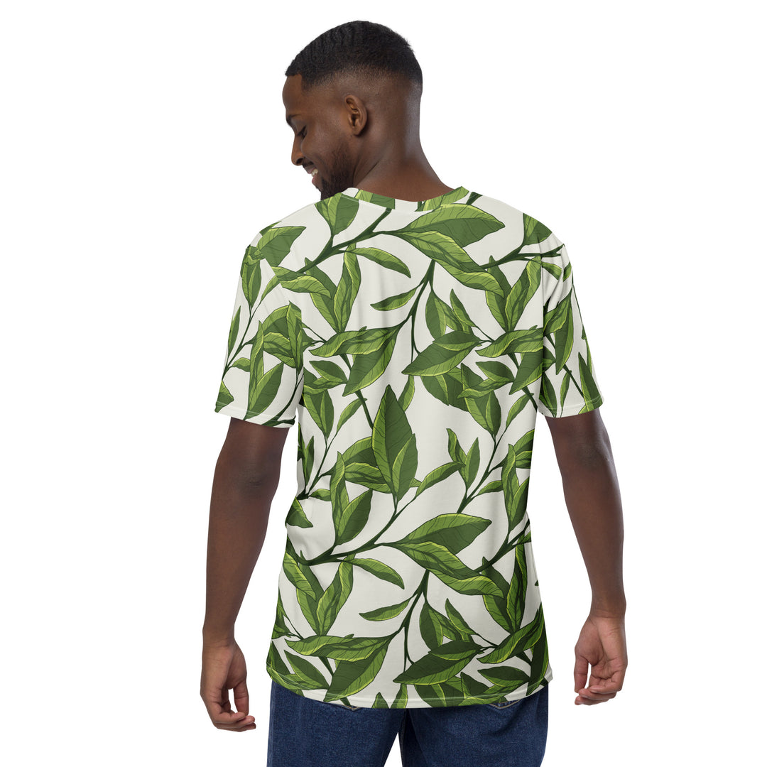 Premium Men's Jersey - Beige-Green Leaves