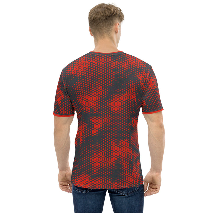 Premium Men's Jersey - Grey-Red Hexagon