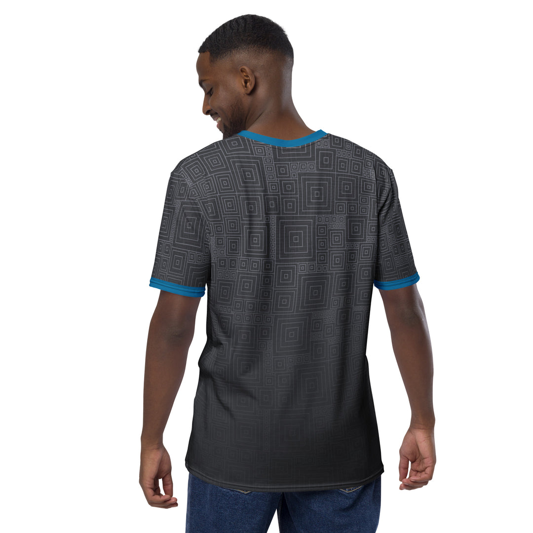 Premium Men's Jersey - Grey-Blue Square