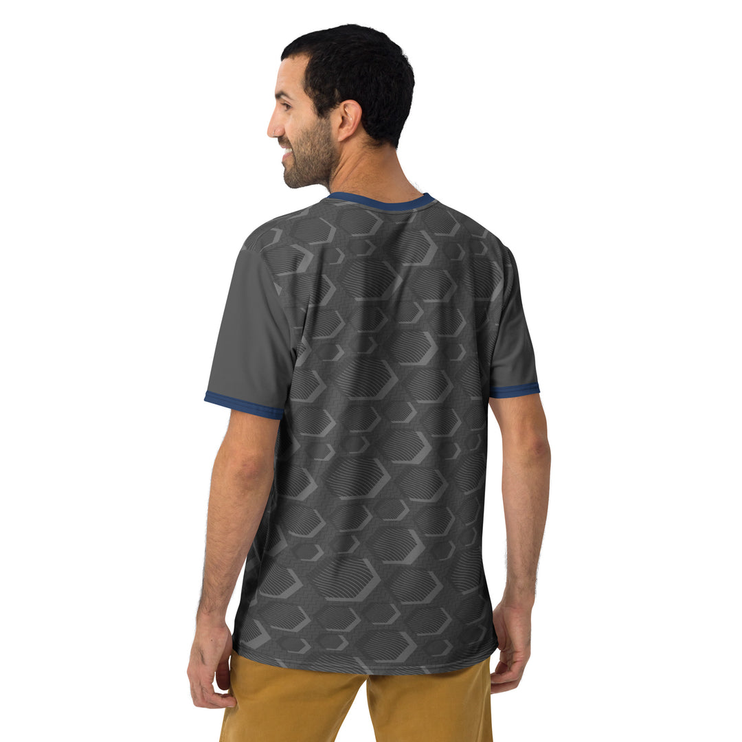 Premium Men's Jersey - Grey-Blue Hexagon