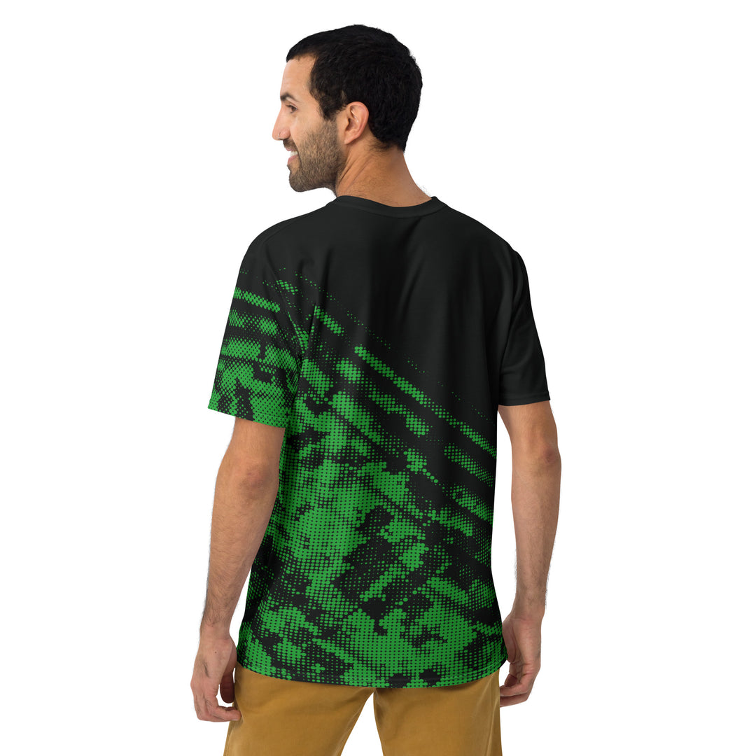 Premium Men's Jersey - Black-Green Halftone