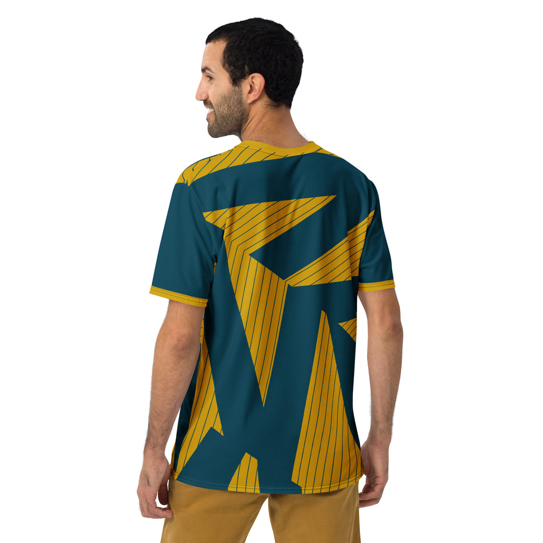 Premium Men's Jersey - Blue-Yellow Triangle