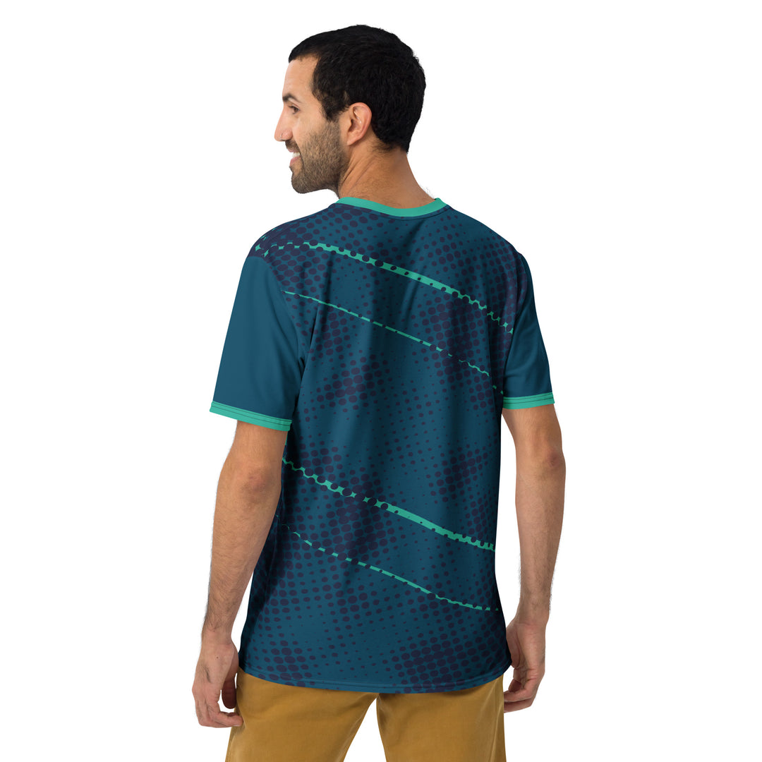 Premium Men's Jersey - Blue-Green Halftone