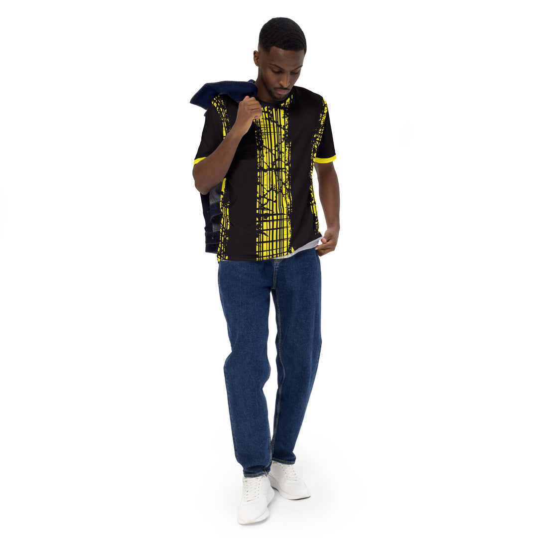 Premium Men's Jersey - Black-Yellow Bar