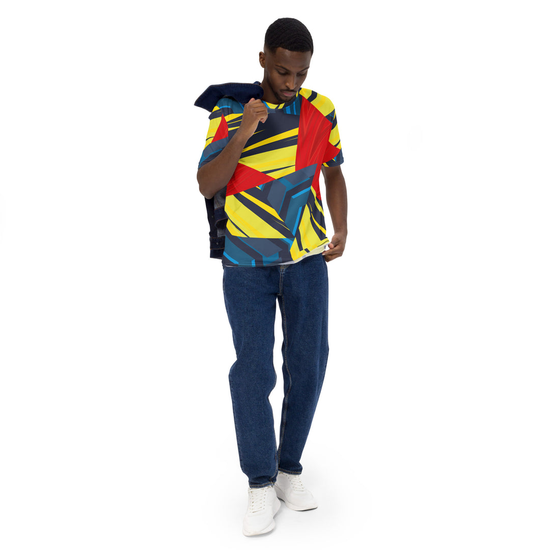 Premium Men's Jersey - Blue-Yellow Geometric