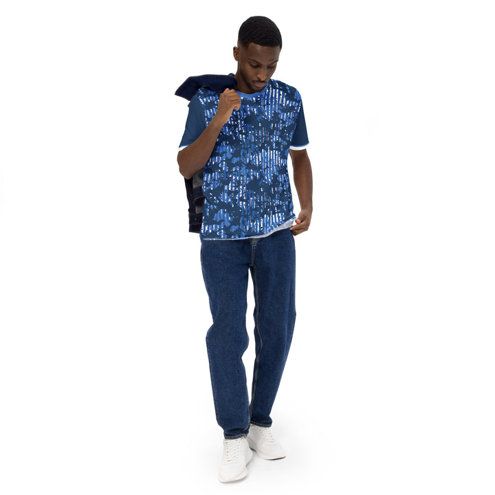 Premium Men's Jersey - Blue-White Camouflage