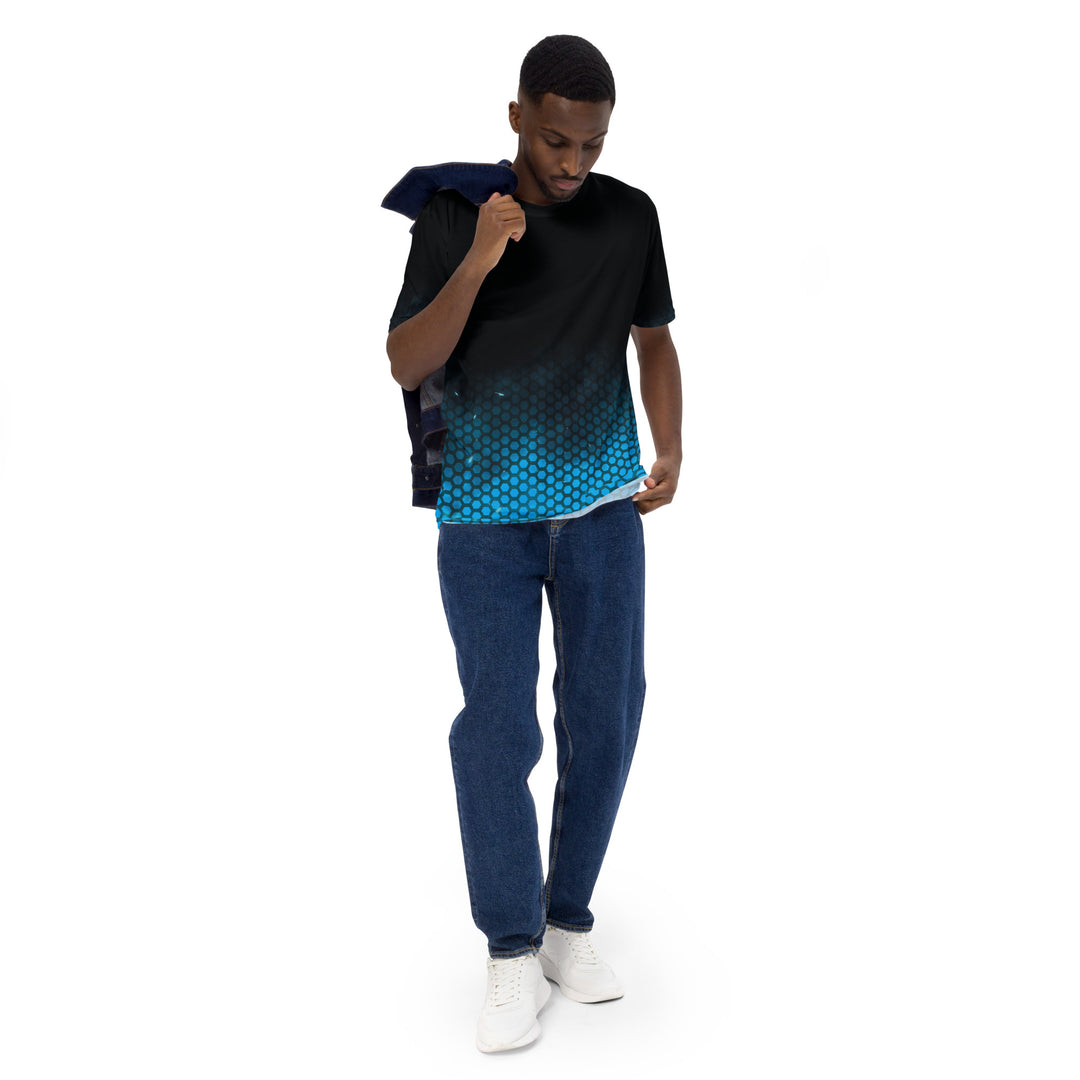 Premium Men's Jersey - Black-Blue Hexagon