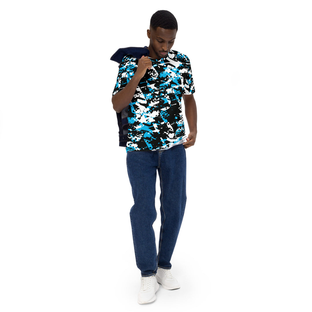 Premium Men's Jersey - Black-Blue Blocks