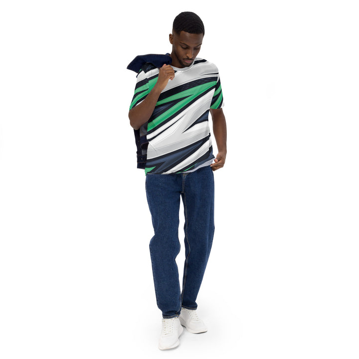 Premium Men's Jersey - White-Green Stick