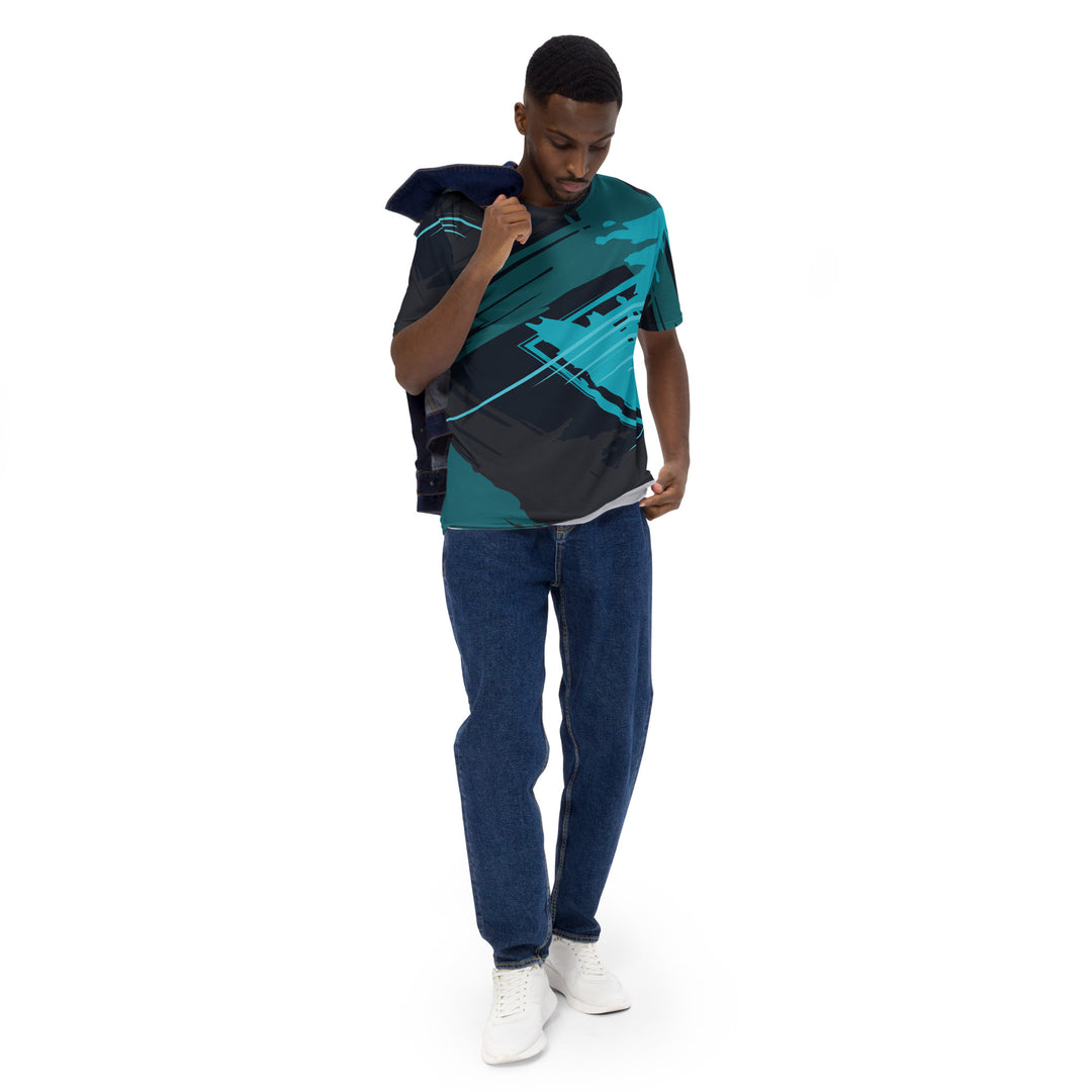 Premium Men's Jersey - Black-Turquoise Screen