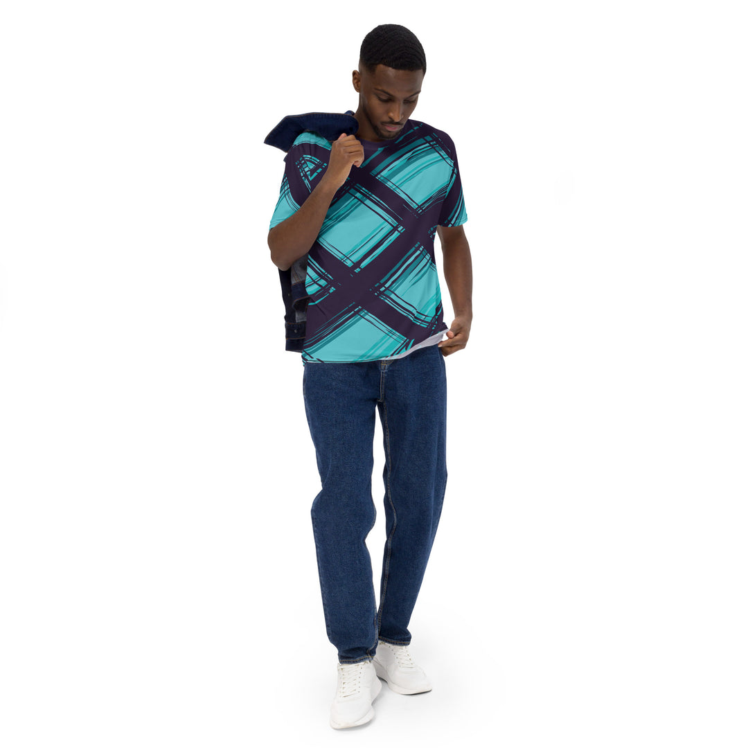 Premium Men's Jersey - Black-Turquoise Panel