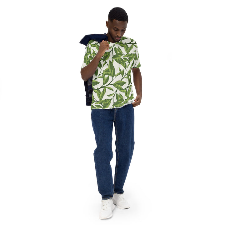 Premium Men's Jersey - Beige-Green Leaves