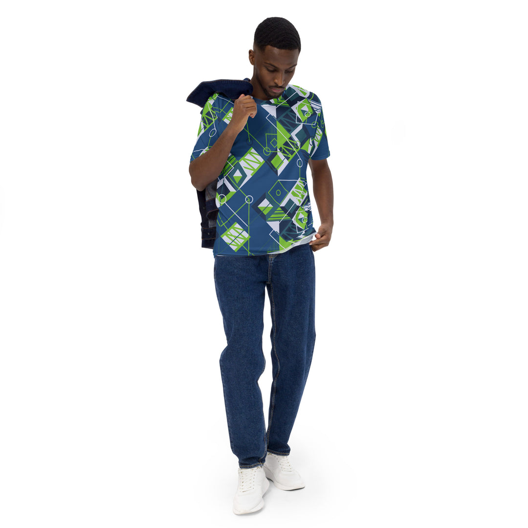 Premium Men's Jersey - Blue-Green Doodle