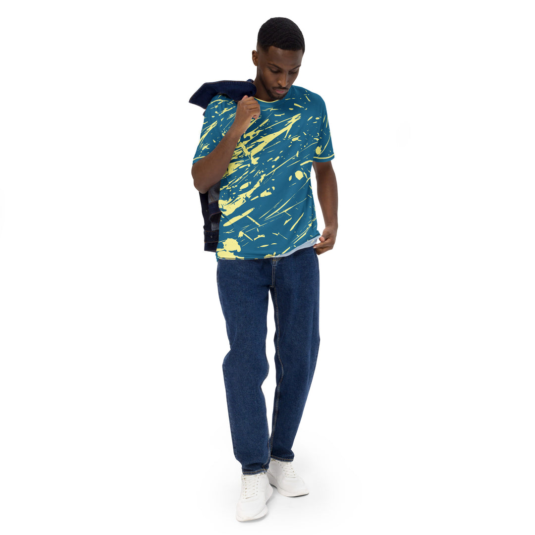 Premium Men's Jersey - Blue-Yellow Splatter