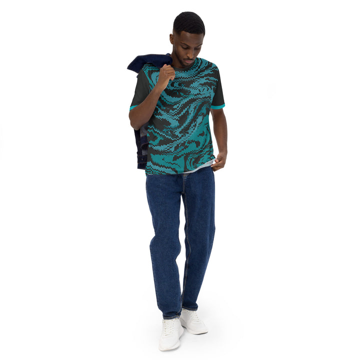 Premium Men's Jersey - Turquoise-Grey Scramble