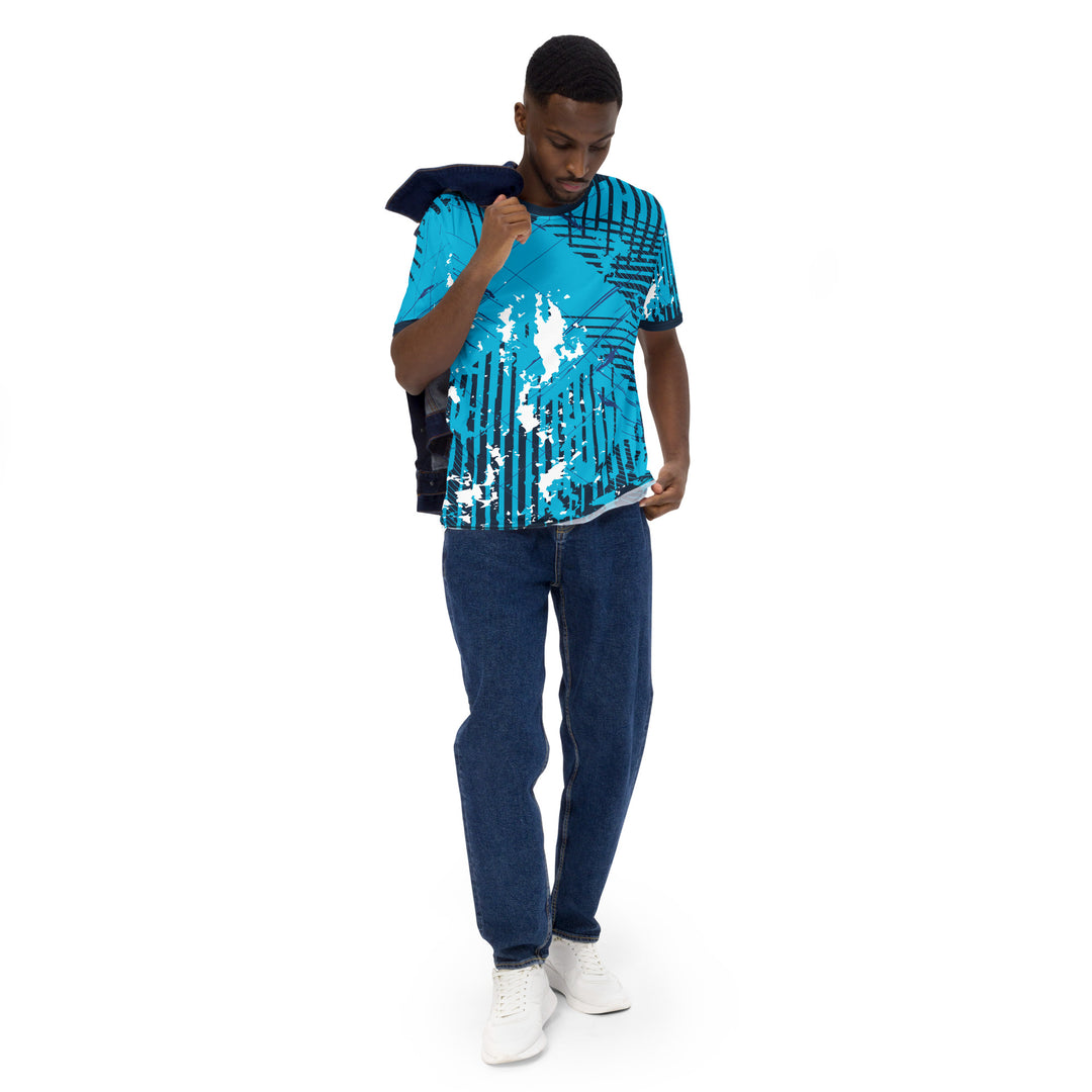 Premium Men's Jersey - Turquoise-White Flame