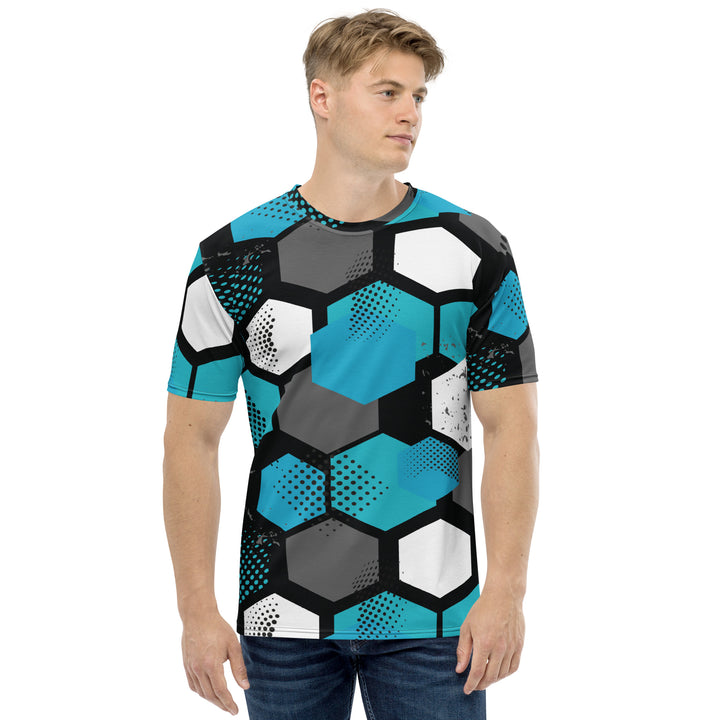 Premium Men's Jersey - Blue-Grey Hexagon