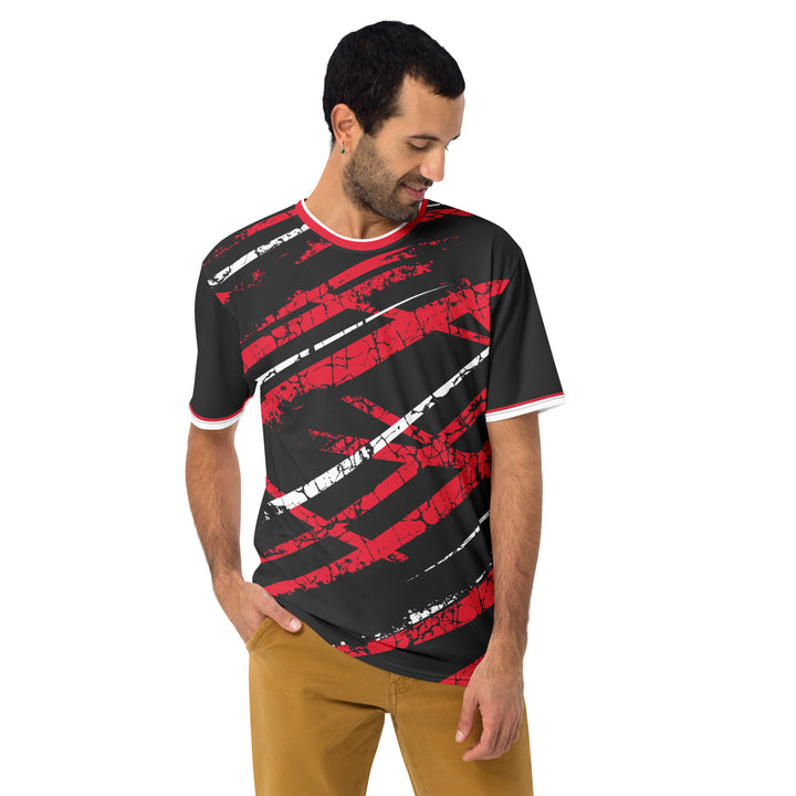 Premium Men's Jersey - Black-Red Torn