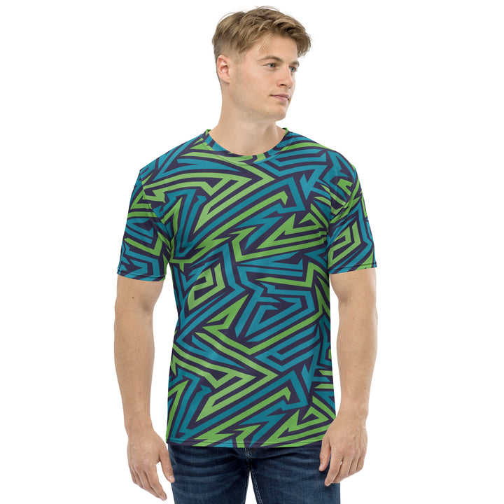 Premium Men's Jersey - Green-Blue Jagged