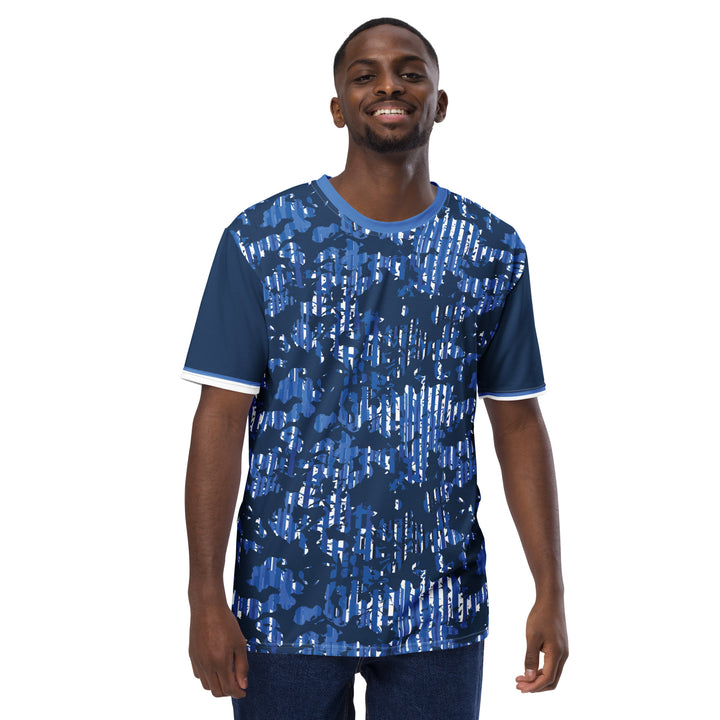 Premium Men's Jersey - Blue-White Camouflage