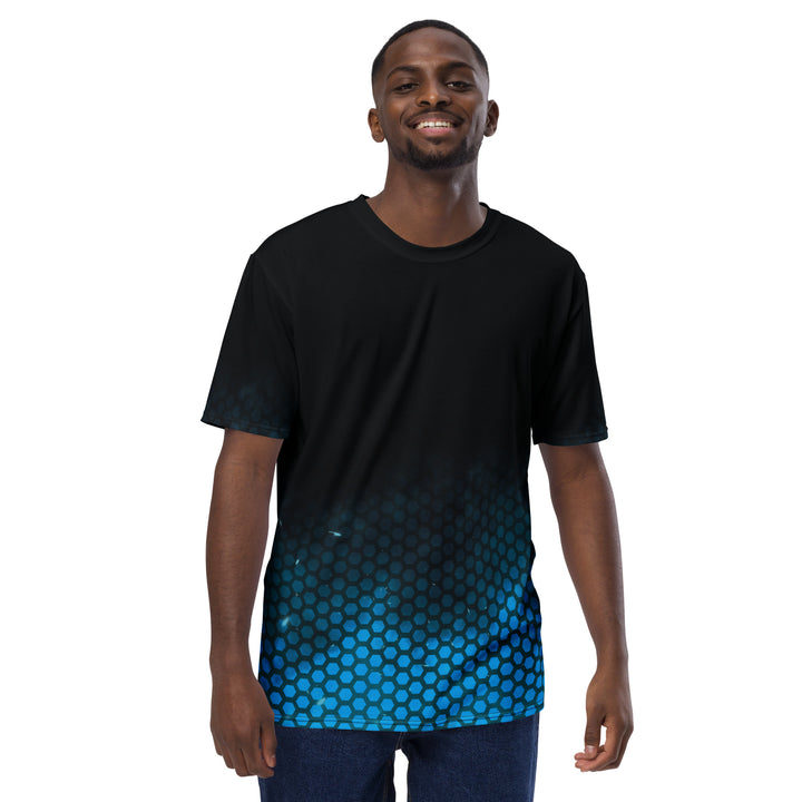 Premium Men's Jersey - Black-Blue Hexagon