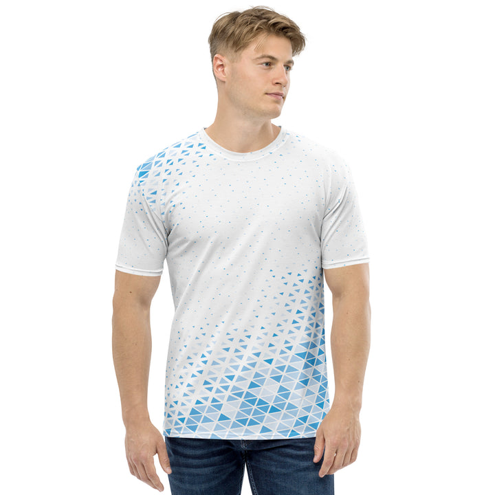 Premium Men's Jersey - White-Blue Triangle