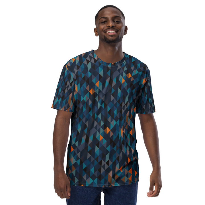 Premium Men's Jersey - Blue-Orange Polygon