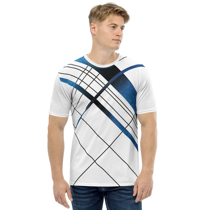 Premium Men's Jersey - White-Blue Abstract