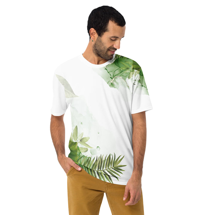 Premium Men's Jersey - White-Green Leaves