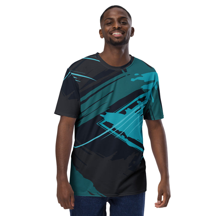 Premium Men's Jersey - Black-Turquoise Screen