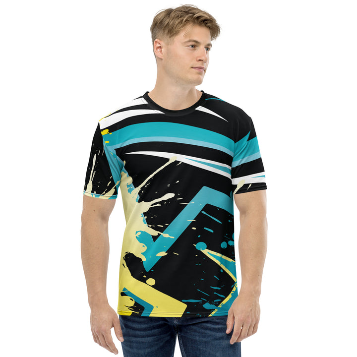 Premium Men's Jersey - Black-Turquoise Splash