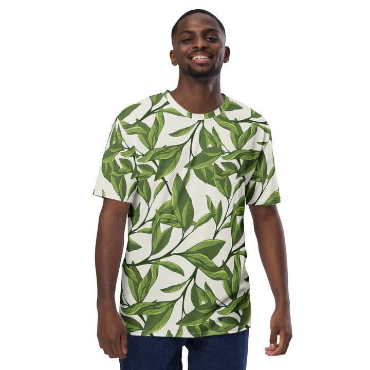 Premium Men's Jersey - Beige-Green Leaves