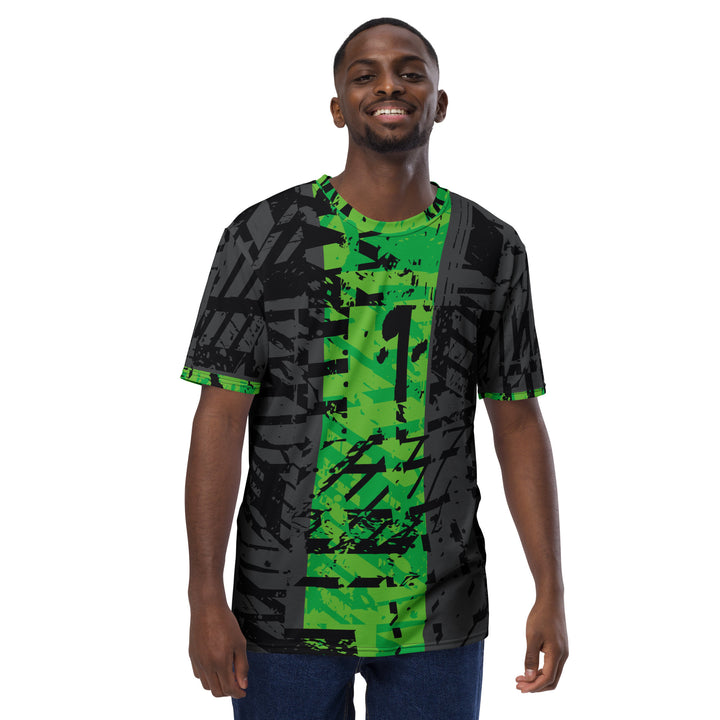 Premium Men's Jersey - Black-Green Bar