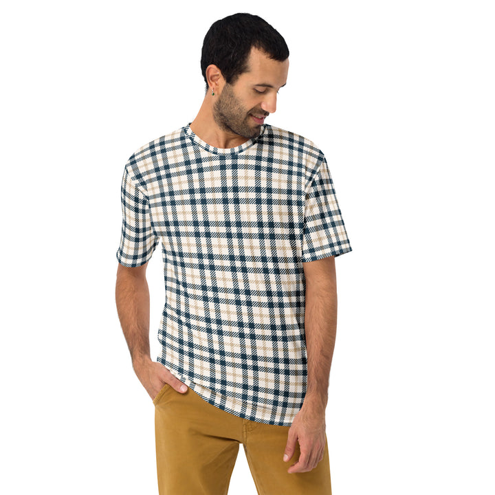 Premium Men's Jersey - Beige-Blue Lattice