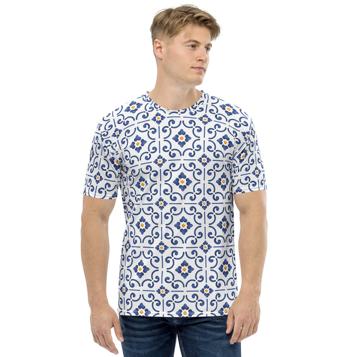 Premium Men's Jersey - White-Blue Tiles