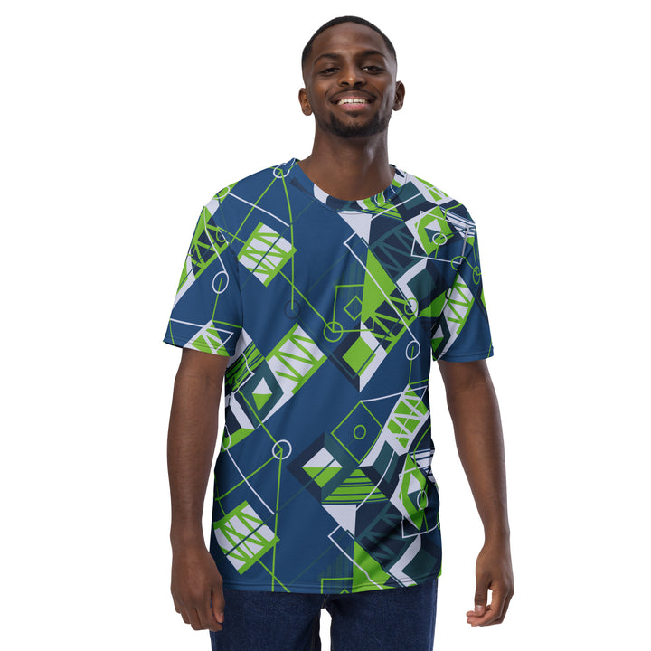 Premium Men's Jersey - Blue-Green Doodle