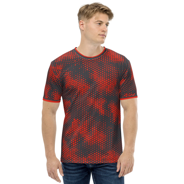 Premium Men's Jersey - Grey-Red Hexagon