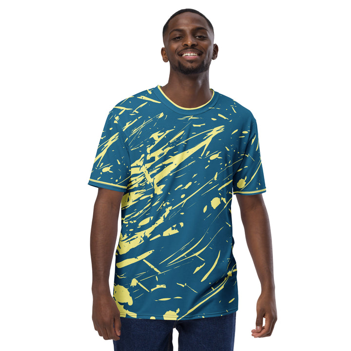 Premium Men's Jersey - Blue-Yellow Splatter