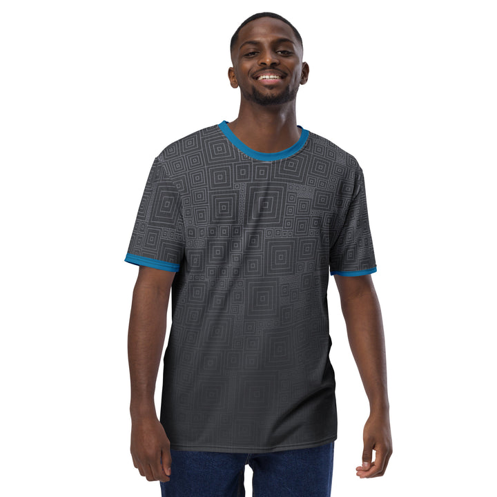 Premium Men's Jersey - Grey-Blue Square