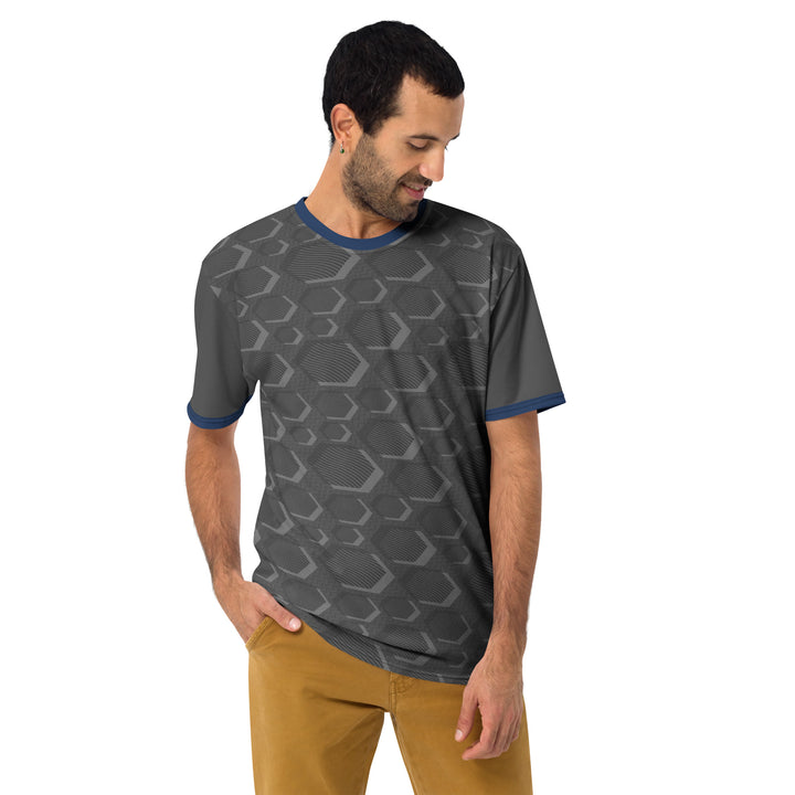 Premium Men's Jersey - Grey-Blue Hexagon