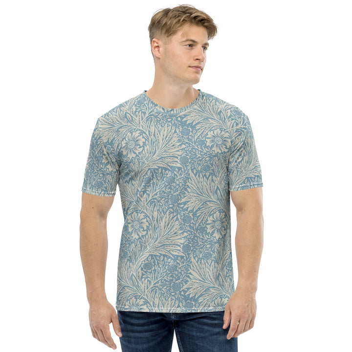 Premium Men's Jersey - Beige-Blue Flower