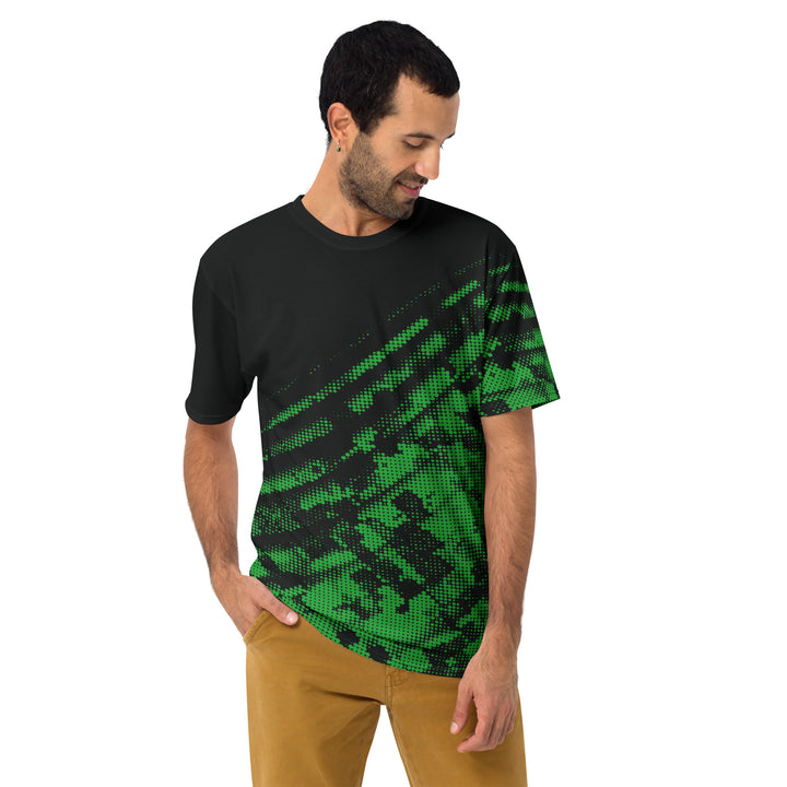 Premium Men's Jersey - Black-Green Halftone