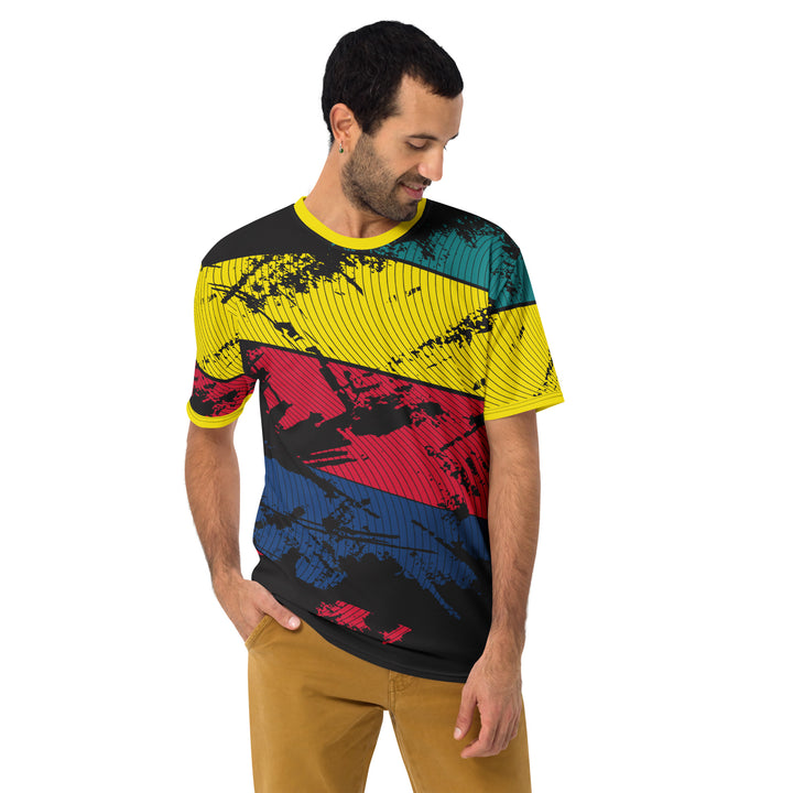 Premium Men's Jersey - Yellow-Blue Curve