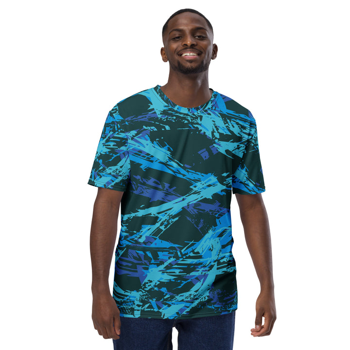 Premium Men's Jersey - Blue-Turquoise Script