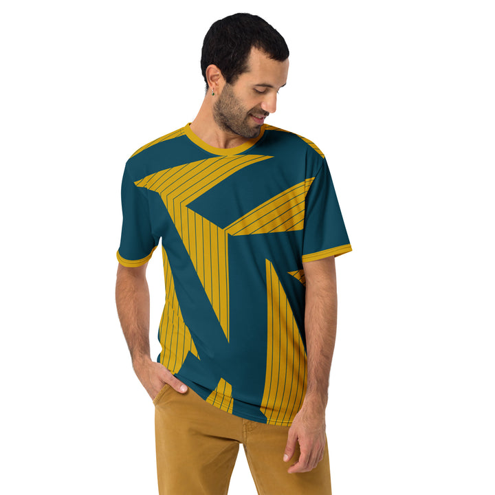 Premium Men's Jersey - Blue-Yellow Triangle