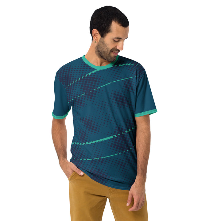 Premium Men's Jersey - Blue-Green Halftone