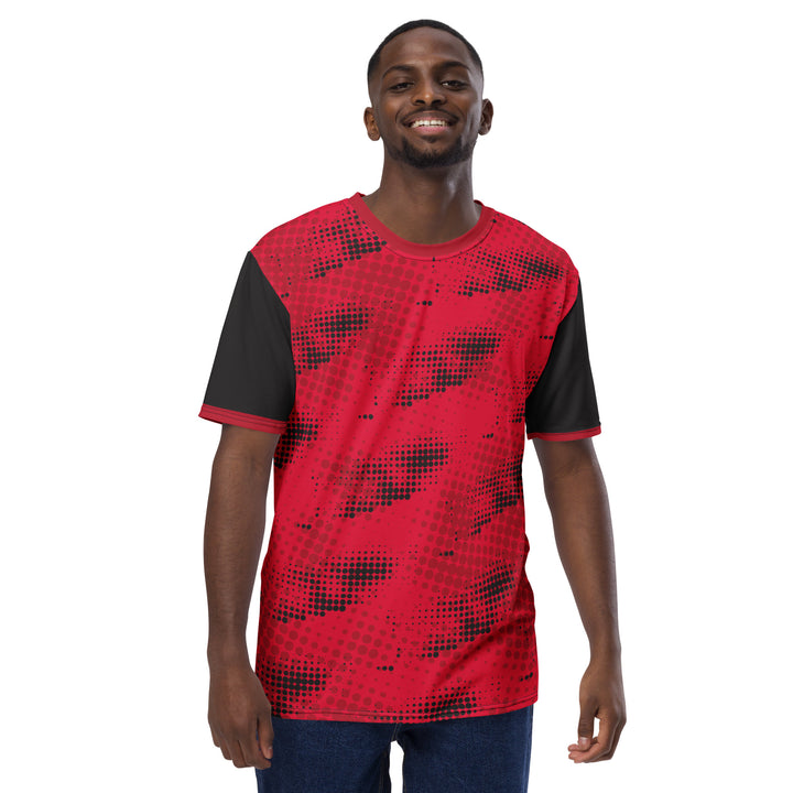 Premium Men's Jersey - Red-Black Halftone